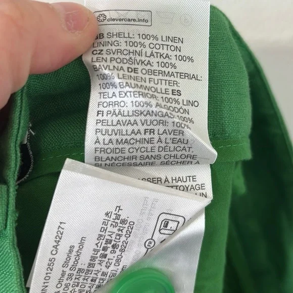 & Other Stories Relaxed Linen Shorts Green Size 0 NWT - Picture 9 of 9